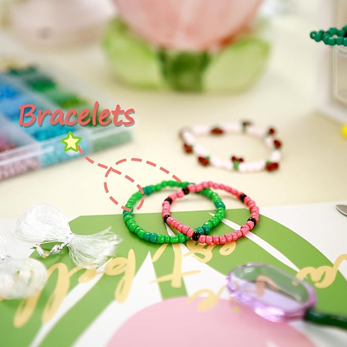 efivs arts 3500PCS 6/0 Glass Seed Beads, 24 Colors Small Beads Kit Bracelet - Image 3