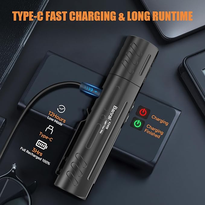 Rechargeable Magnetic Flashlights High Lumens - Super Bright Small Powerful LED Tactical USB C Flashlight, 8 Modes, Dual Button Waterproof Pocket Flash Light for Emergency, Car (2, Black)