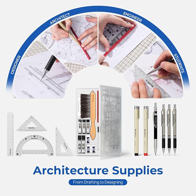 Nicpro 30PCS Professional Drafting Tools & Geometry Set - Image 7