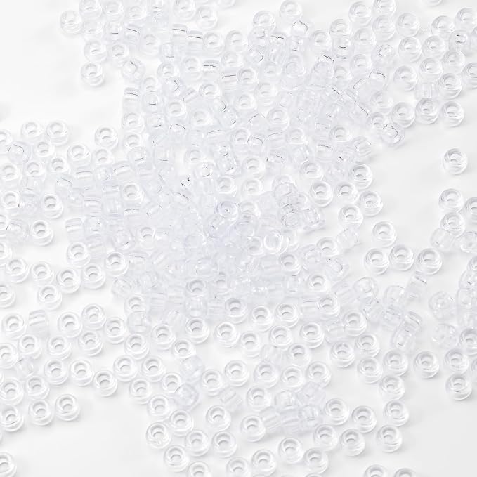 Gxueshan 1000 Pcs Acrylic Translucent White Clear Pony Beads 6x9mm Bulk by Gxueshan