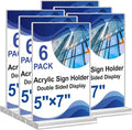 Acrylic Sign Holder 5x7, 6 Pack Clear Plastic Table Display Vertical by Arrobust