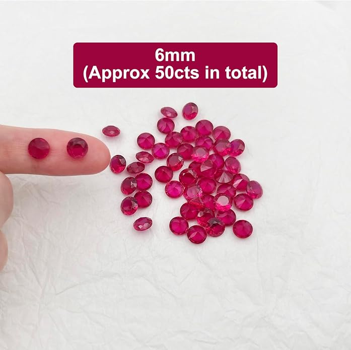 50Pcs Loose Synthetic Ruby Stone Bulk Wholesale Round Brilliant Cut Diamon - Image 2