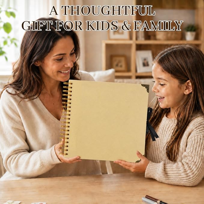 Scrapbook Album 12 Inch 50 Sheets 100 Pages, Kraft Paper Cover DIY Photo Album - Image 6