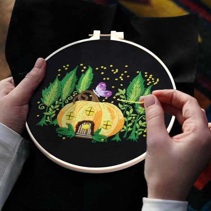 ERKOON 5 Sets Embroidery Kit for Beginners, Art Craft Handy Sewing Set Mushroom - Image 5