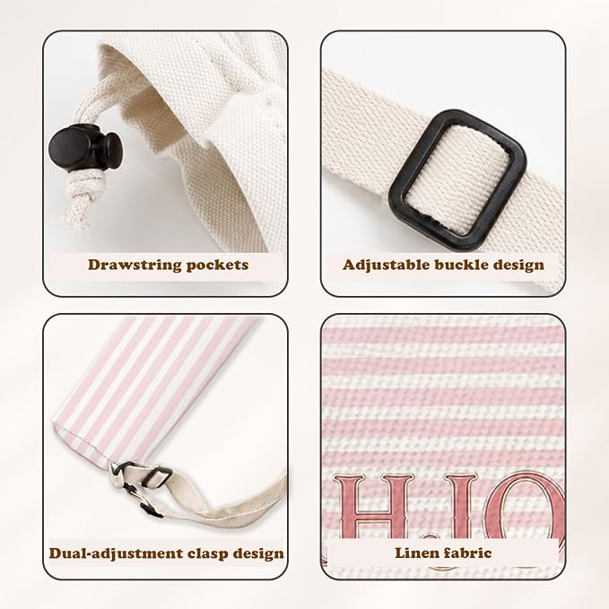 Pink and White Striped Mahjong Mat Bag - Image 3