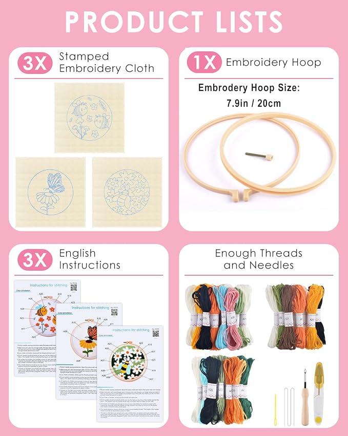 TINDTOP Punch Needle Kits, Flowers Punch Embroidery Kits - Image 2