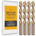 Metric 4Pcs M35 Cobalt Drill Bit Set, 11mm HSS Cobalt Jobber Drill Bits, for Hardened Metals, Stainless Steel, Cast Iron and Wooden Plastics