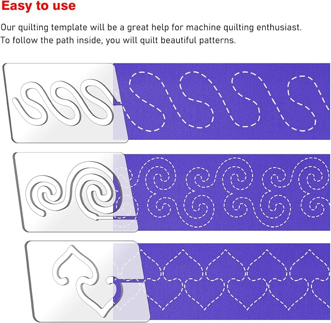 Kapyoo 3Pcs Free Motion Quilting Rulers and Templates Set Quilting Templates - Image 2