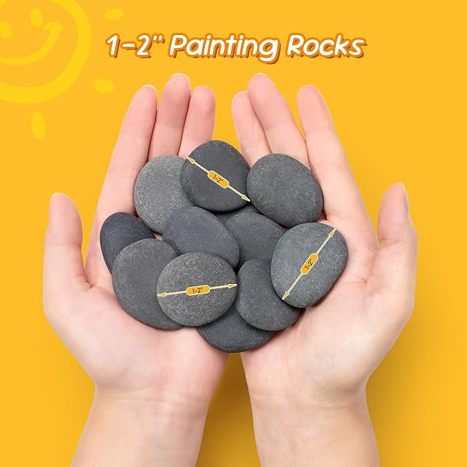 Simetufy 60 PCS Rocks for Painting, 1-2" Natural Flat DIY Painting Rocks - Image 2