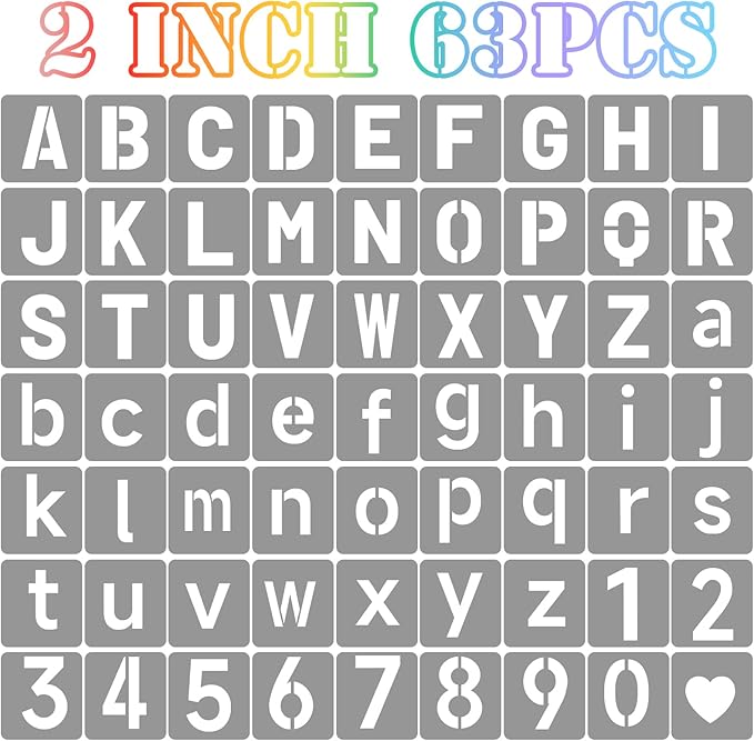 2 Inch Letter Stencils Symbol Numbers Craft Stencils, DIY Art Projects by Yazhiji