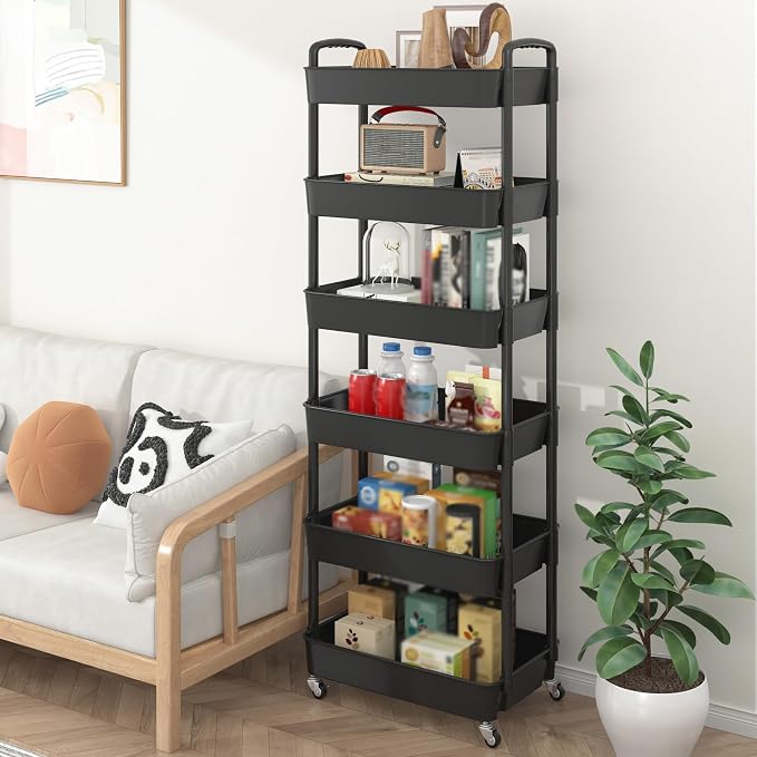 Sywhitta 6-Tier Plastic Rolling Utility Cart - Image 5