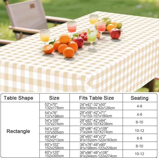 Smiry Rectangle Table Cloth, Waterproof Vinyl Tablecloths - Image 7