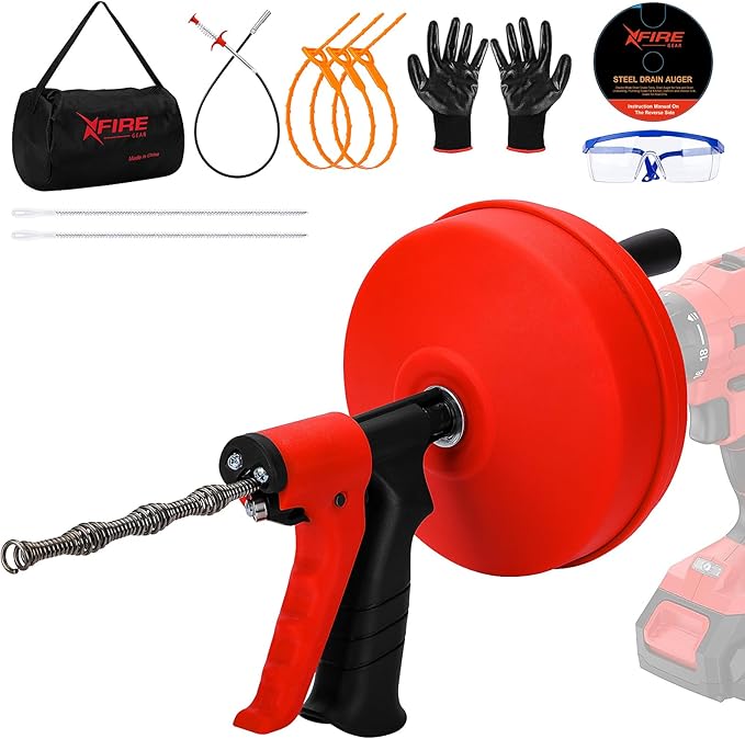 50 FT Double Mode Drain Snake Tools, 11-in-1 Drain Auger for Sink and Drain Unblocking, Plumbing Snake for Kitchen, Bathrom and Shower Sink, Snake for Real DYIs【Upgraded】