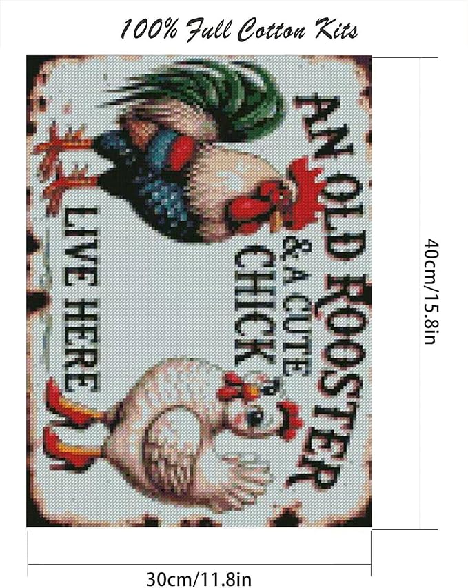 MjhRcll Chicken Stamped Cross Stitch Kits, Chicken Embroidery Starter Kit - Image 2