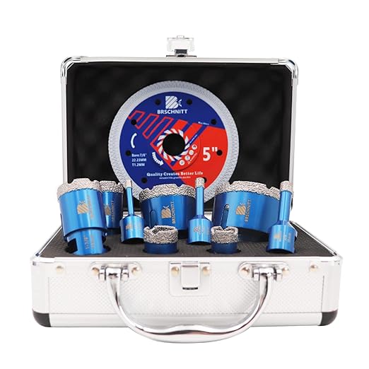 Diamond Core Drill Bit Set - for Porcelain Tile Ceramic Marble Granite Drilling,BRSCHNITT 1/4" 5/16" 3/8" 4/5" 1" 1-3/8" 1-1/2" 2" 2-1/2" Vacuum Brazed Diamond Hole Saw with 5/8-11 Thread