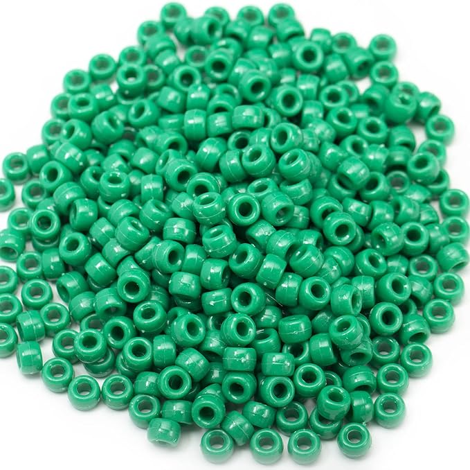 Gxueshan 1000 Pcs Acrylic Green Pony Beads 6x9mm Green Kandi Beads Bulk - Image 5