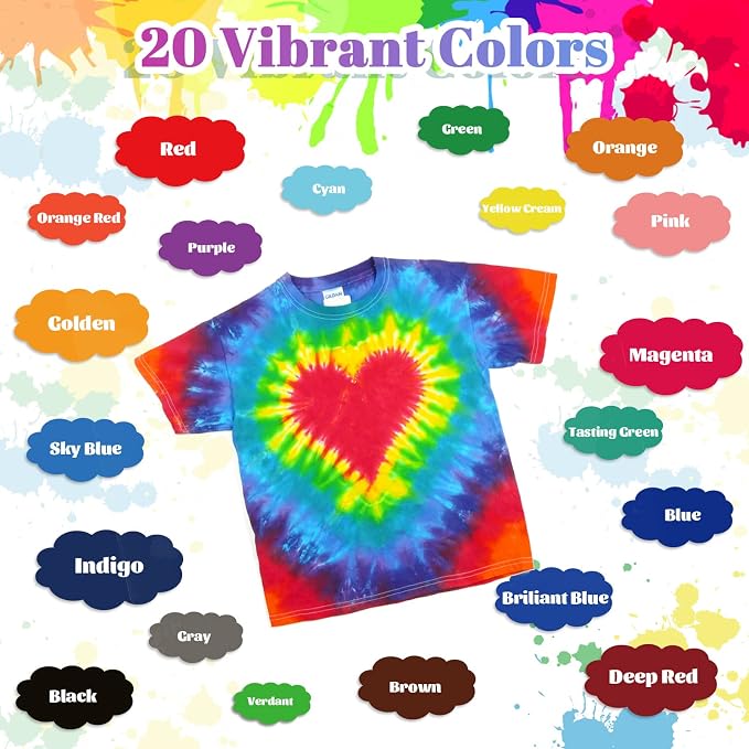 HTVRONT Tie Dye Kit for Large Groups, 20 Colors Tye Dye for Kids & Adults | - Image 5