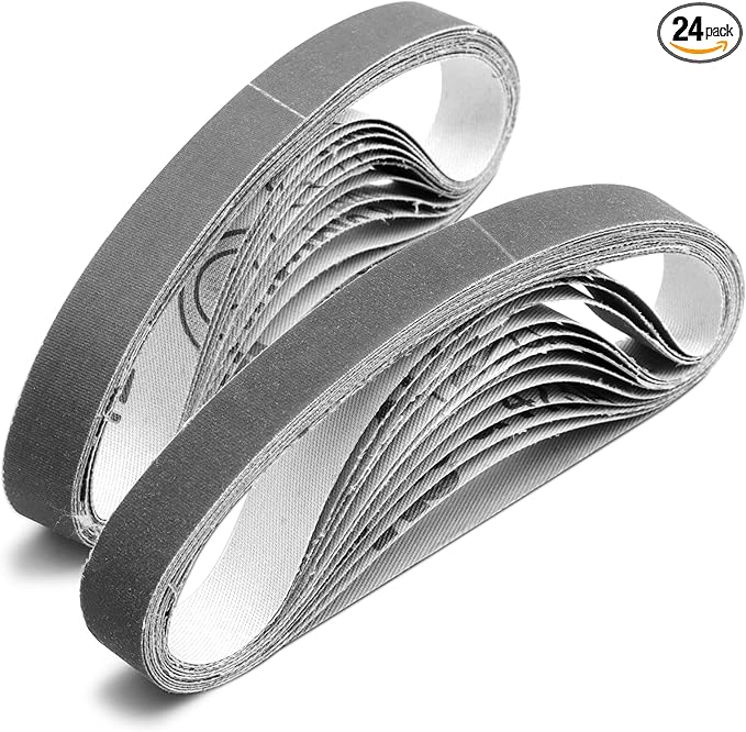 24 Pcs 1/2" x 12" Knife Sharpening Replacement Belts 1000 Fine Grit for Official Work Sharp Knife & Tool Sharpener (WSKTS & WSKTS-KT/Mk.1 & Mk.2)