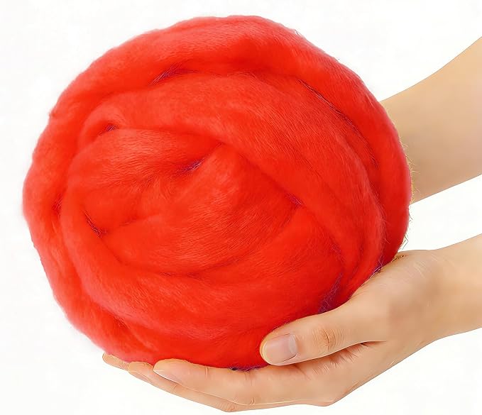 Felting Wool Red, 3.4oz Needle Felting Wool, Beginner Needle Felting Wool by %22VNAKER%22+Flagship