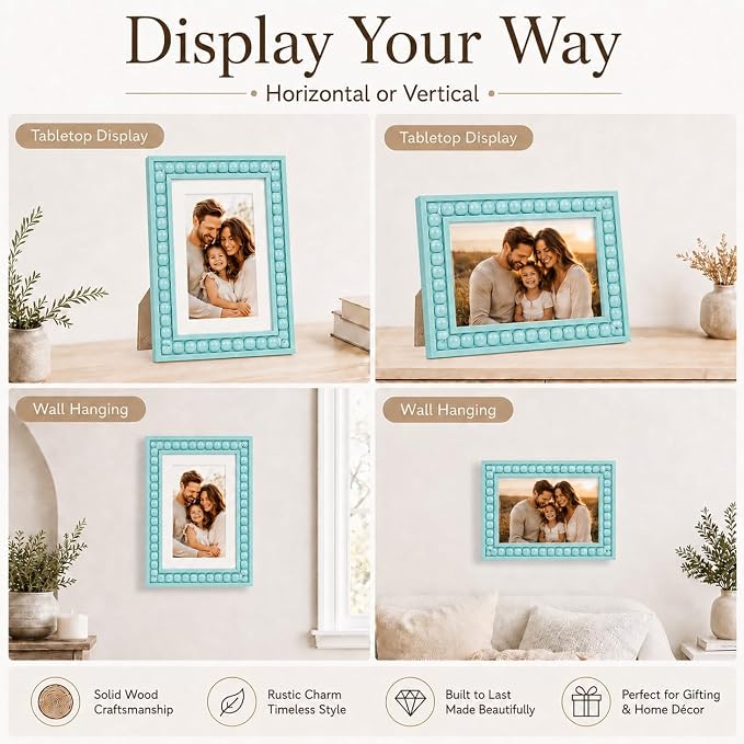 Solid Wood 5x7 Picture Frame Beaded Frame - Image 6