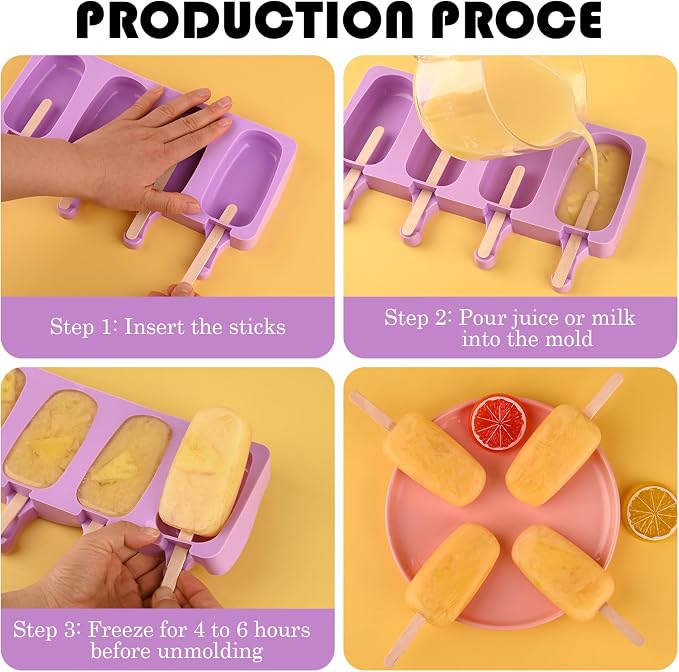 Sakolla 3 Pcs 4 Cavity Popsicle Silicone Molds - Image 5