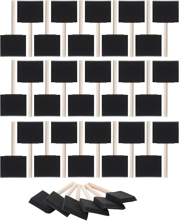 Bates- Foam Paint Brushes, 36 Pack, Wooden Handle, Sponge Brushes by BatesChoice