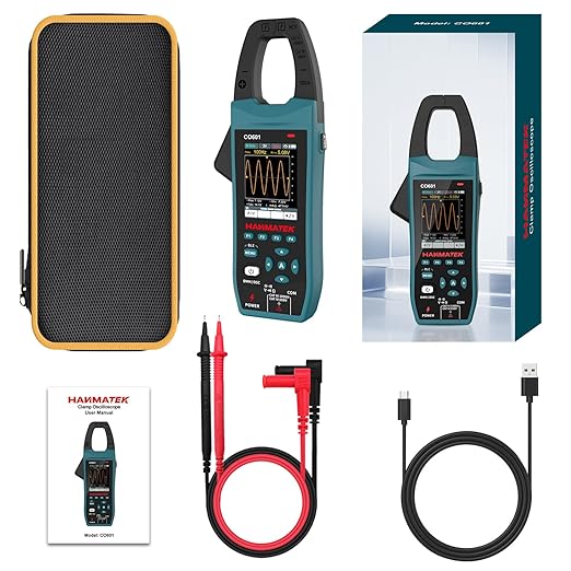 HANMATEK 3-in-1 AC/DC Clamp Meter & Oscilloscope,5MS/s High Sampling Rate,1MHz Bandwidth,600A &1000V AC/DC Current & Voltage Detection,Resistance,Capacitance,Continuity Test,NCV,Data Logging-CO601
