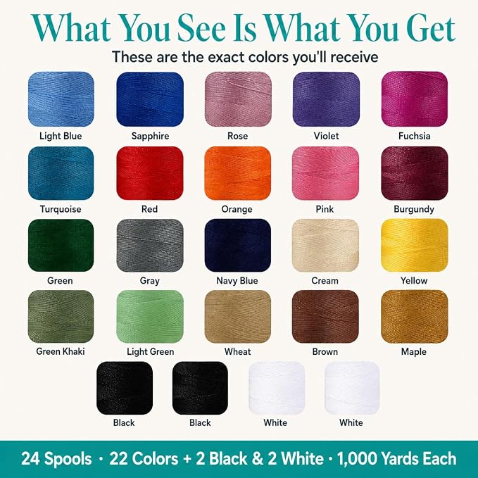 BlesSew Sewing Machine Thread – 24 Spools, 1000 Yards Each – All Purpose - Image 5