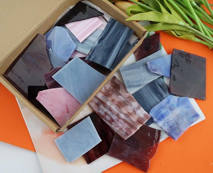 Lanyani Stained Glass Scrap Pieces Sheets, Glass Mosaic Tiles - Image 3