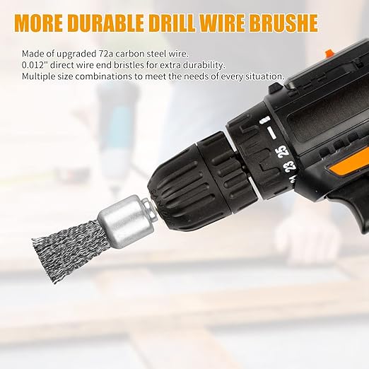 30 Pack Wire End Brush Set, Wire Brush for Drill ,6 Sizes 0.012" Crimped Wire Wheel Drill with 1/4 Inch Shank