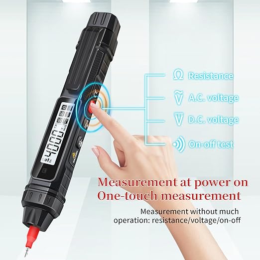 Pen Type Digital Multimeter Voltage Tester NCV Non-Contact Meter 600V Voltmeter, with LCD Backlit Display, Measure AC DC Voltage Resistance Diode Continuity for Electrician Tools
