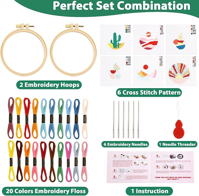 ZOIIWA 6PCS Cross Kits for Beginners DIY Embroidery Kit for Adults Boho Cross - Image 2