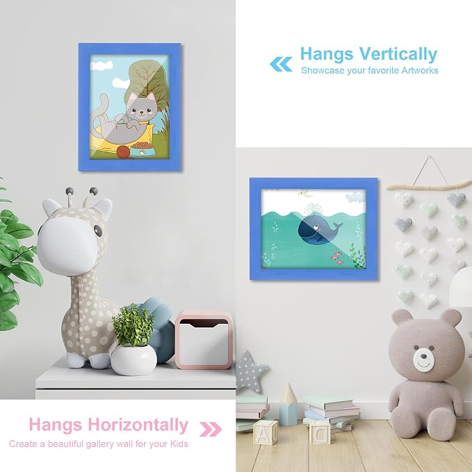 Kids Art Frames, 8.5x11 Front Opening Kids Artwork Frames Changeable, Skyblue - Image 3