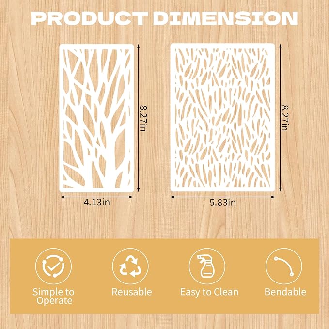 18 Pcs Stencils for Painting Mixed Size Texture Stencils Reusable Designs - Image 2
