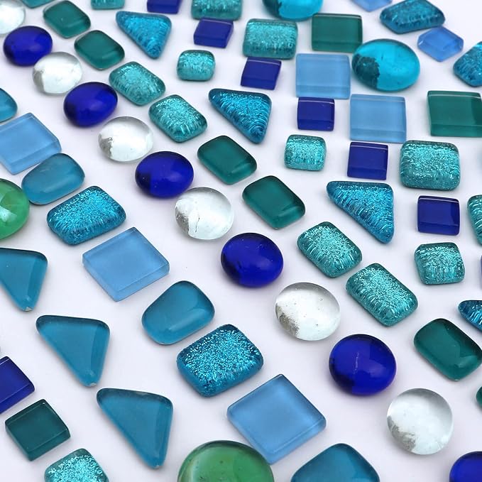 LITMIND 1.1LB Blue Mixed Irregular Crystal Glass Mosaic Tiles - Image 2