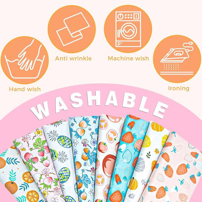 Aubliss 8pcs Fat Quarter Fabric Bundles Quilting Cotton Craft Fabric Pre-Cut - Image 4