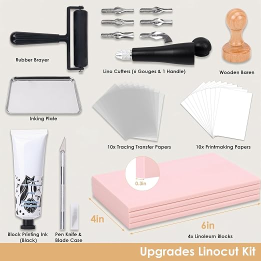 Linocut Kit for Beginners Stamp Making Set - Image 2