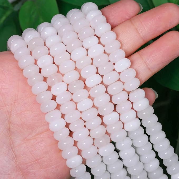 Songxi 5x8mm Natural White Marble Stone Rondelle Beads, Gemstone - Image 3