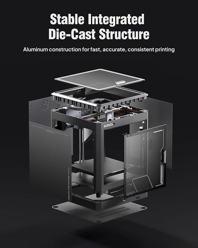 ELEGOO Centauri Carbon 3D Printer, CoreXY 500mm/s High Speed Printing with Auto Calibration, 320°C Nozzle and Built-in Camera, Ready to Print Out of The Box, 256x256x256mm Printing Size