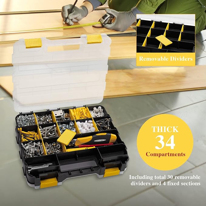 Hardware Organizer Box 34 Compartments Small Parts Organizer - Image 6