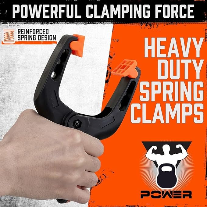 HORUSDY 4-Pack Spring Clamps Heavy Duty, 7-inch Large Plastic Clamps for Crafts with 3.7 Inch Jaw Opening for DIY, Gluing, Clamping and Securing