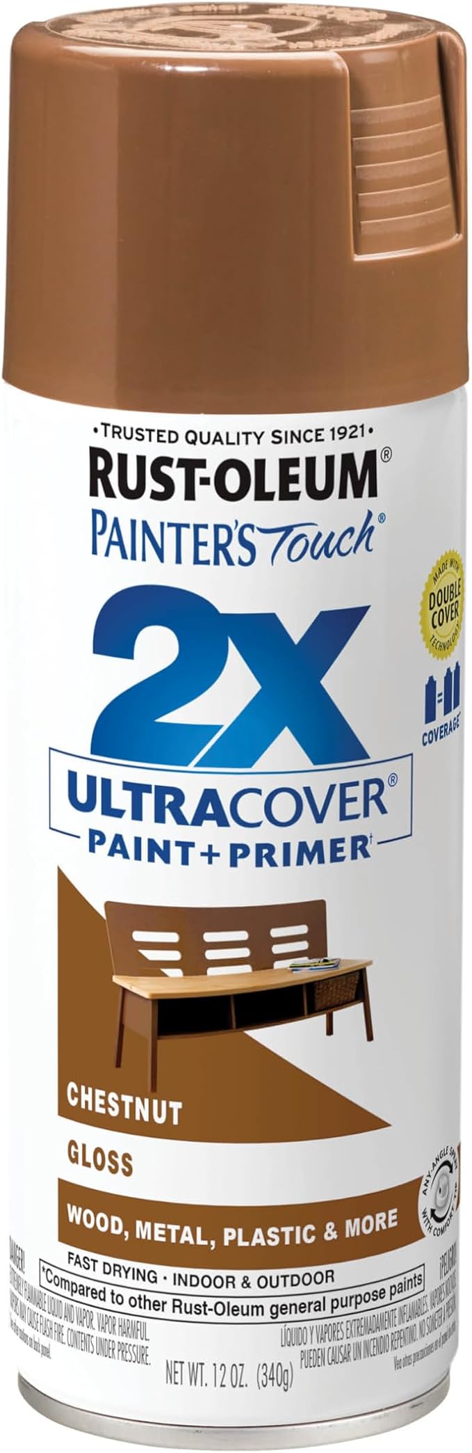 Rust-Oleum Painter's Touch 2X Ultra Cover Spray Paint, Gloss Chestnut | Indoor by Rust-Oleum