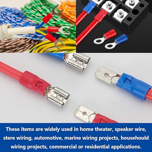 Tnisesm 300Pcs Spade Connector 16 Types with Professional Wire Stripper/Wire Crimping Tool, Wire Cutter, Wire Crimper, Cable Stripper, Wiring Tools and Multi-Function Hand Tool