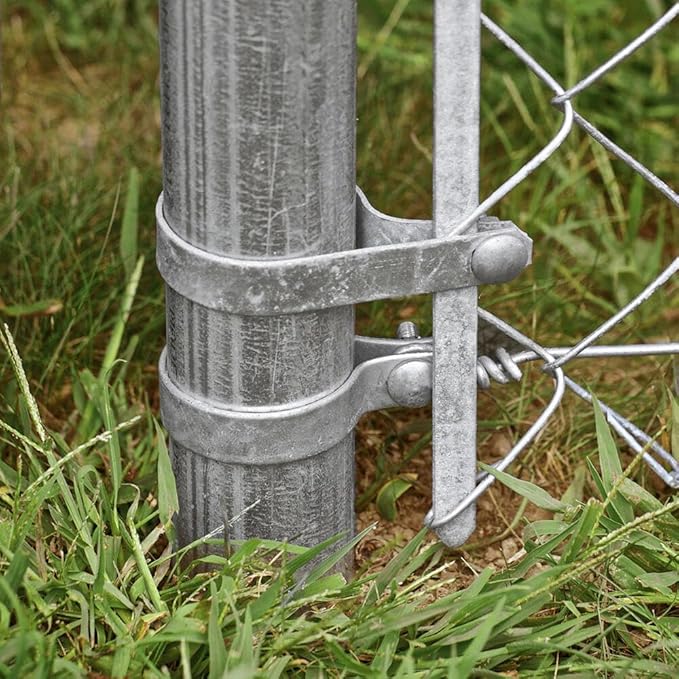 Galvanized Steel Chain Link Tension Band, Durable Steel Chain Link Fence Hardware, Rust-Resistant, Easy Install, Includes Required Bolt (25, 1-7/8")