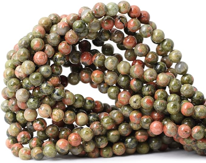 60PCS 6mm Natural Unakite Gemstone Round Loose Beads by CHEAVIAN