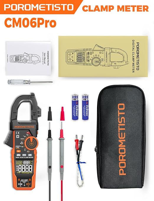 Digital Inrush Clamp Meter, CM06Pro Clamp Multimeter, T-RMS 6000 Counts 1000A Amp Voltage Tester with VFD, LOZ, Measures NCV, AC/DC Voltage Current, Continuity Capacitance Resistance