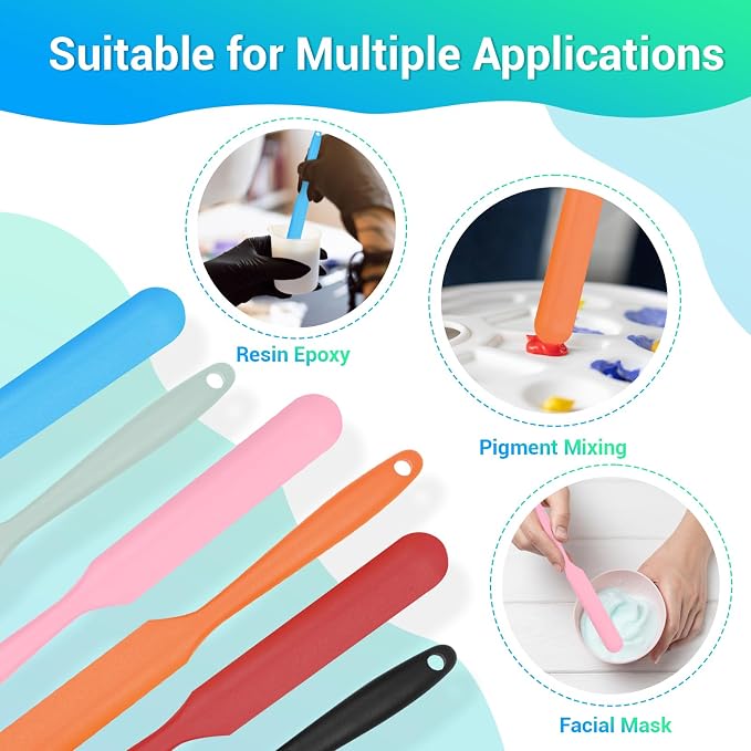 Gartful 6PCS Colored Silicone Spatula Stick, Reusable Epoxy Stir Sticks Scraper - Image 6
