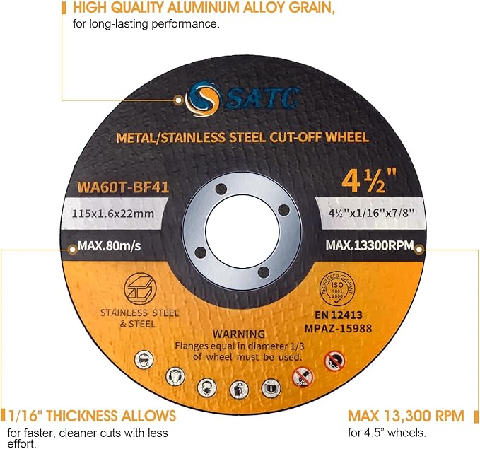 S SATC 25 PCS Cut Off Wheels 4 1/2 Inch Angle Grinder Cutting Wheel 4.5 x 1/16 x 7/8 inch Cutting Wheel Die Grinder Cutting Disc Fits Angle Grinder Air Tool