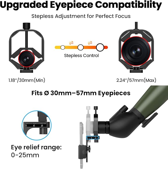3-Axis Spotting Scope Phone Adapter & Telescope Phone Mount, Universal Spotting - Image 2