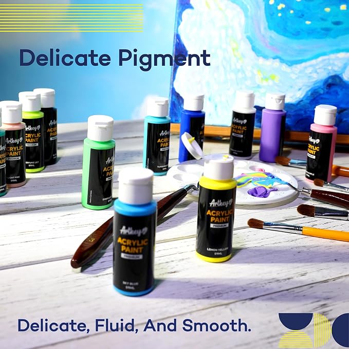 Artkey Acrylic Paint Set, 24 Colors 2 oz/59 ml Acrylic Paint Kit - Image 5